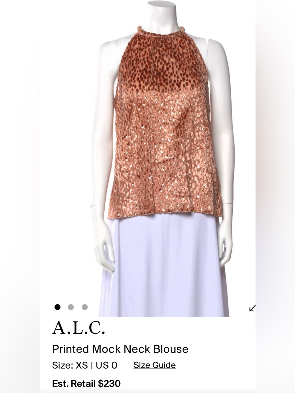 A.L.C. Rose Gold Sequin Mock Neck Blouse